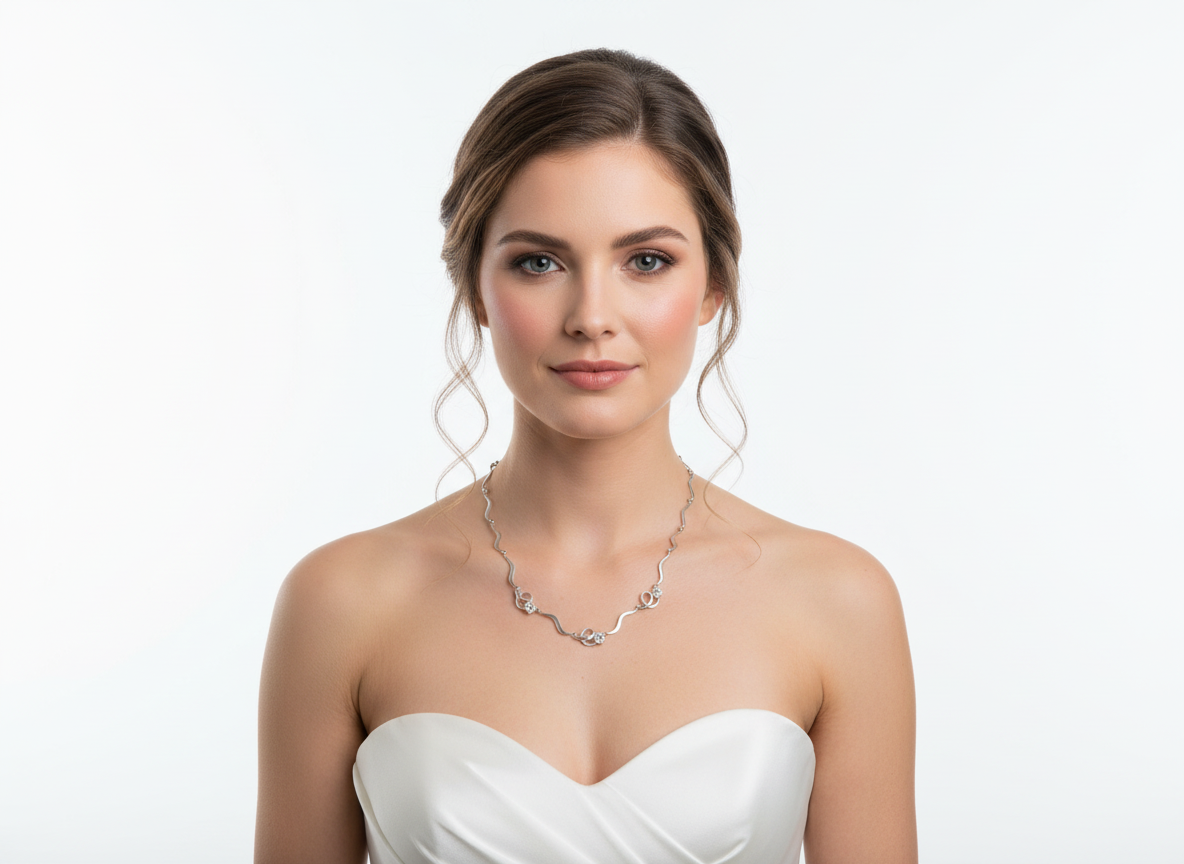 Cubic Zirconium silver necklace8000251 Tokash. free Delivery UK.