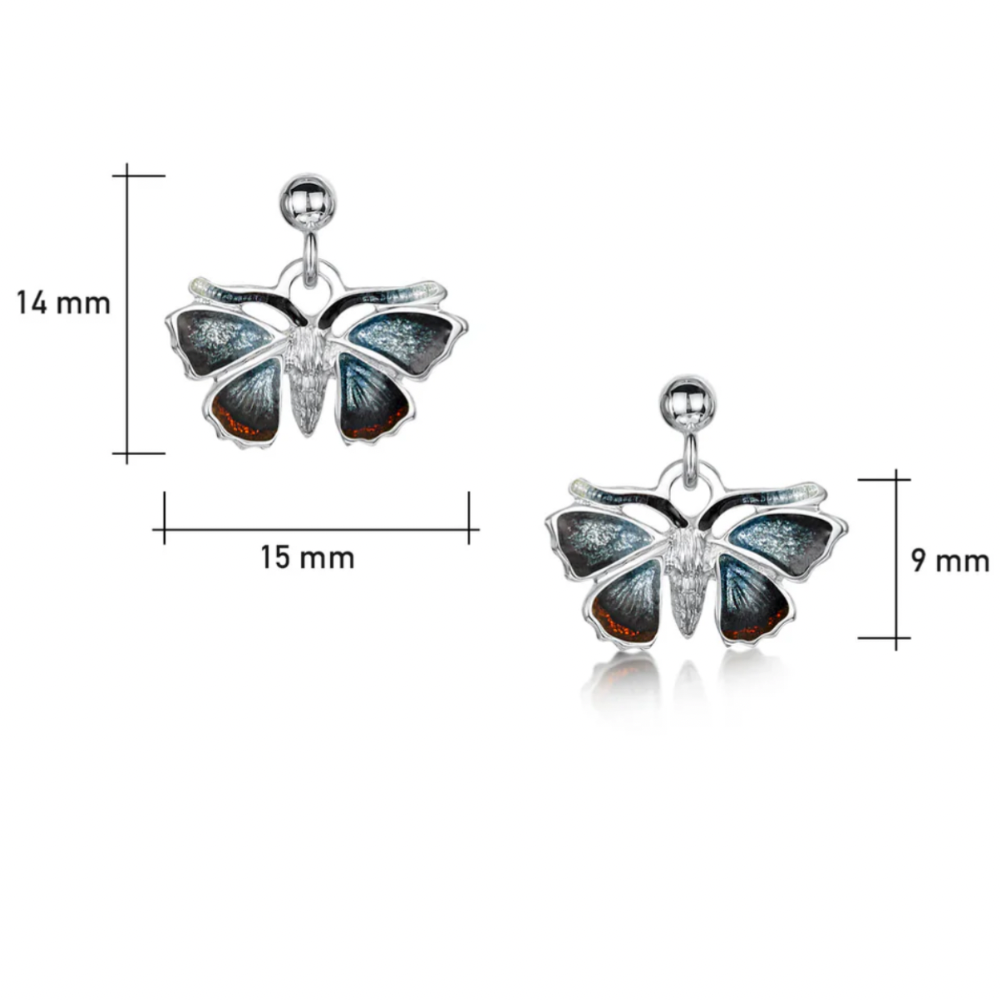 RedAdmiral Butterfly Sterling Silver Drop Earrings - EE285 Sheila Fleet