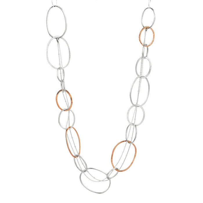 Elements Sterling Silver or Silver with 9ct Rose Gold Necklet