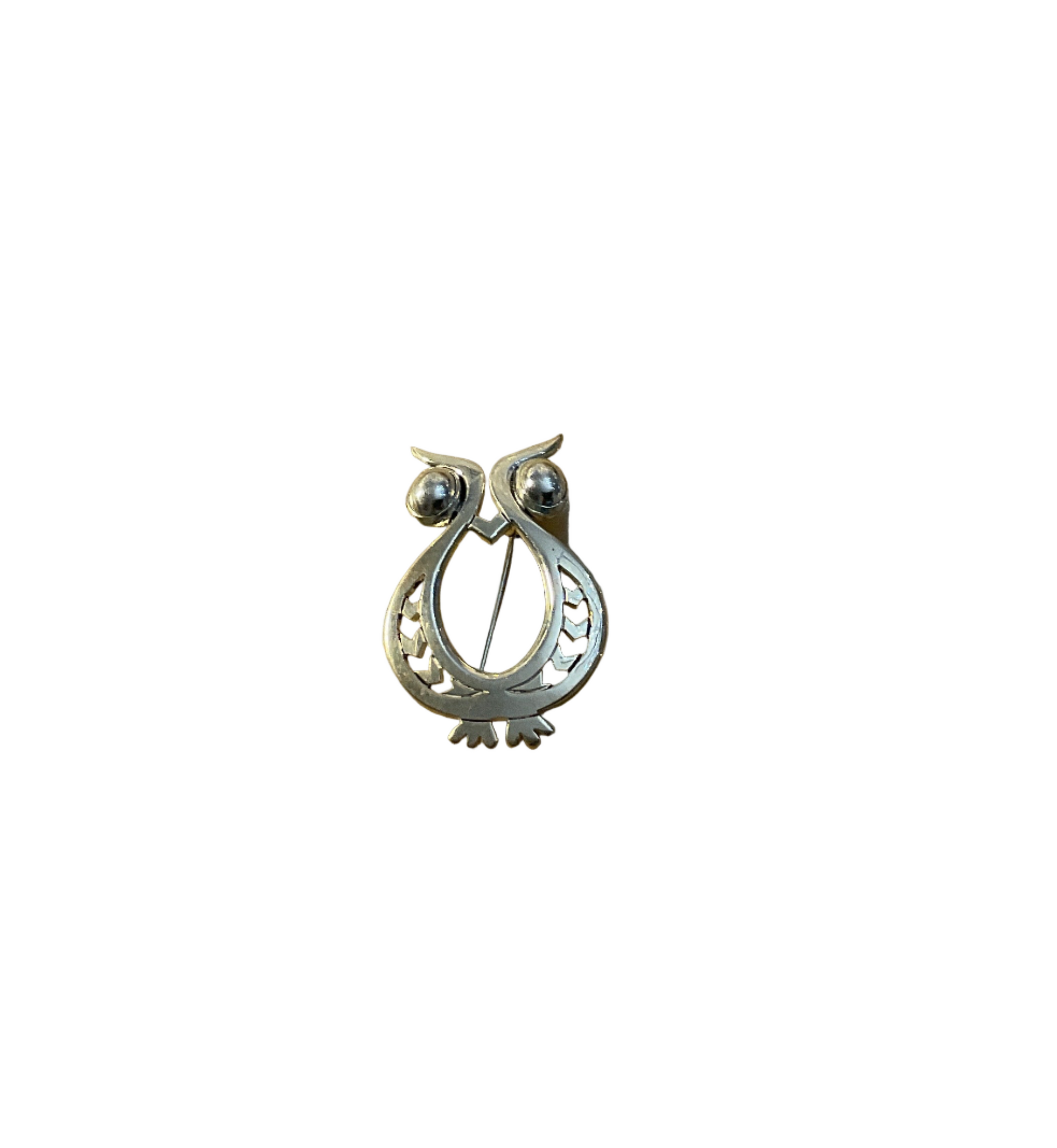 Silver &  Large Owl Brooch Tianguis Jackson