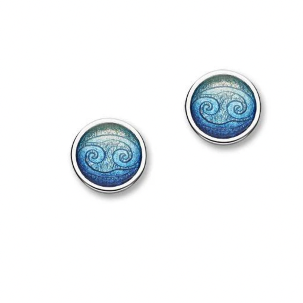 Cancer zodiac sign Silver Stud Earrings With Enamel - EE586 Ortak