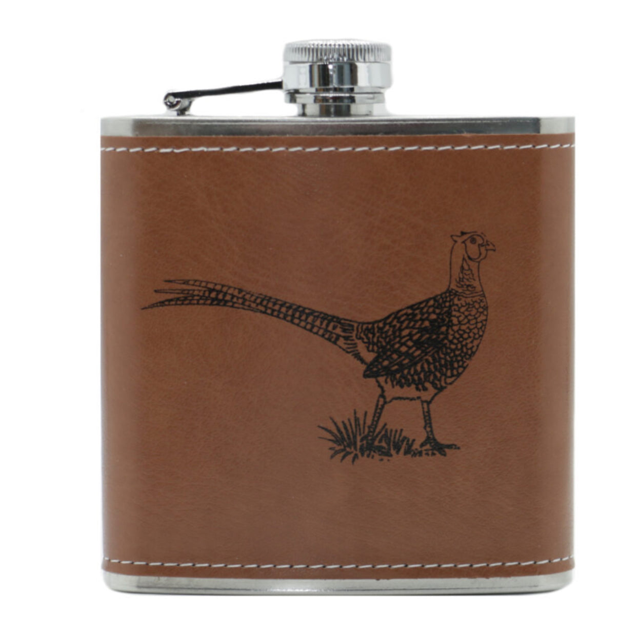 Pheasant Design Hip Flask – 6oz Stainless Steel