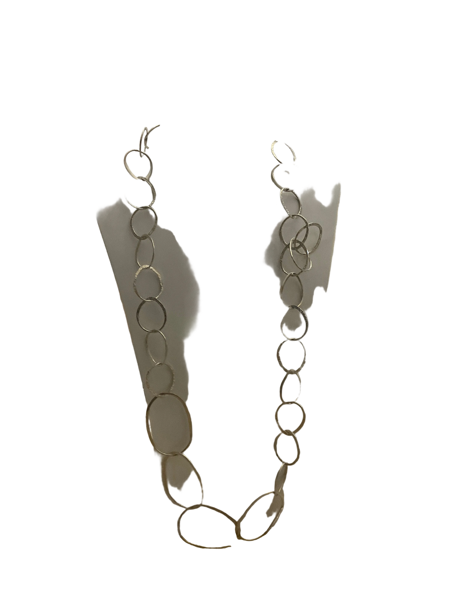 Chris Lewis Sterling Silver Contemporary Long Chain Necklace