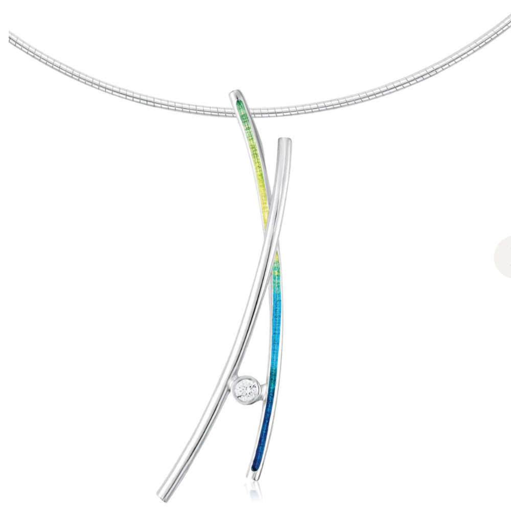 Grasses Silver and Enamel Necklet - ESN187 Shelia Fleet