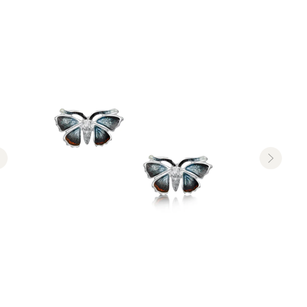 Red Admiral Sterling Silver and Enamel Stud Earrings - EE0285 Sheila Fleet