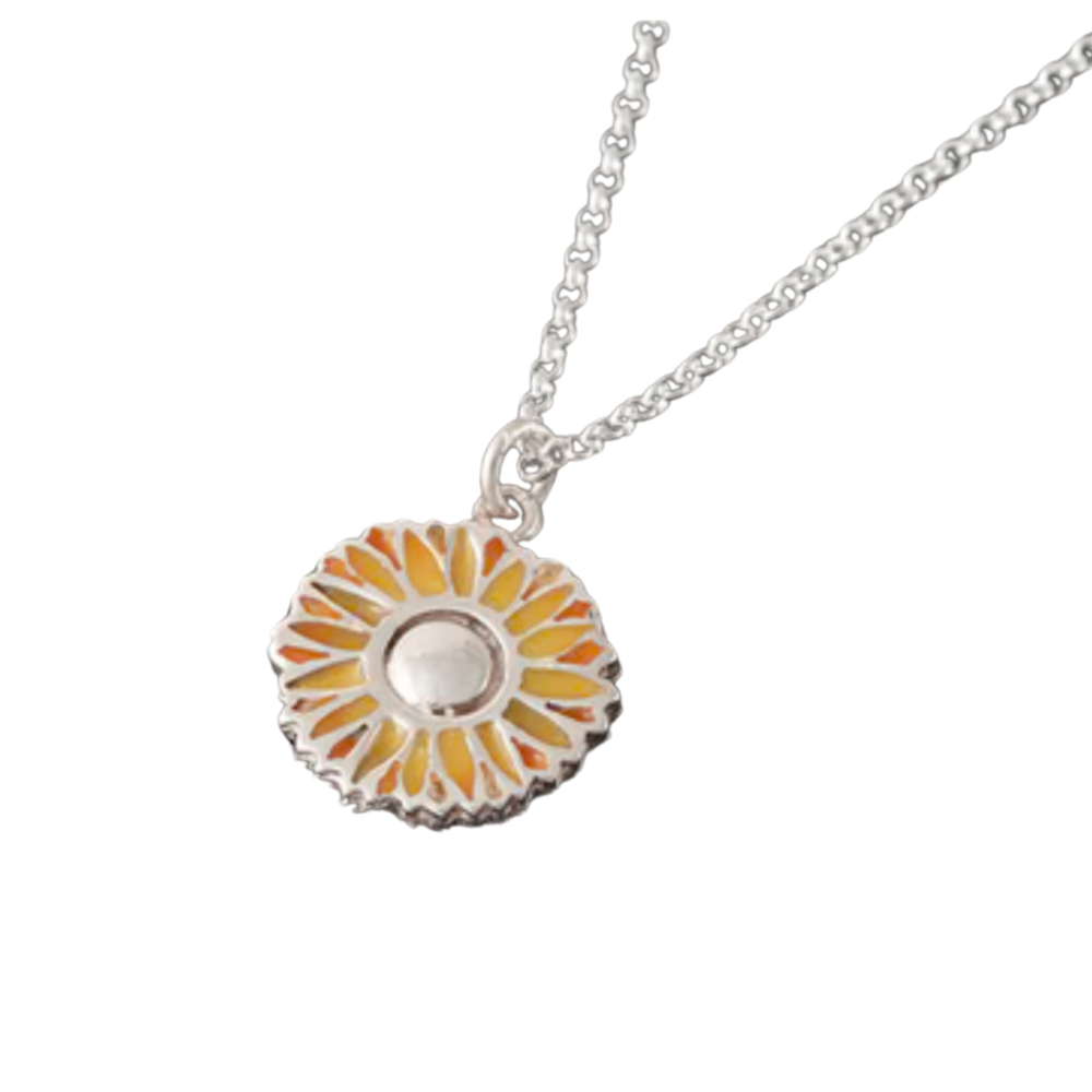Sunflower Enamelled Pendant  in Sterling Silver  - SP233E Shetland