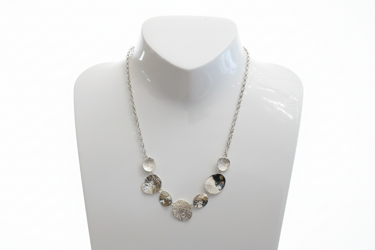 Chris Lewis Sterling Silver Contemporary Stones Necklace