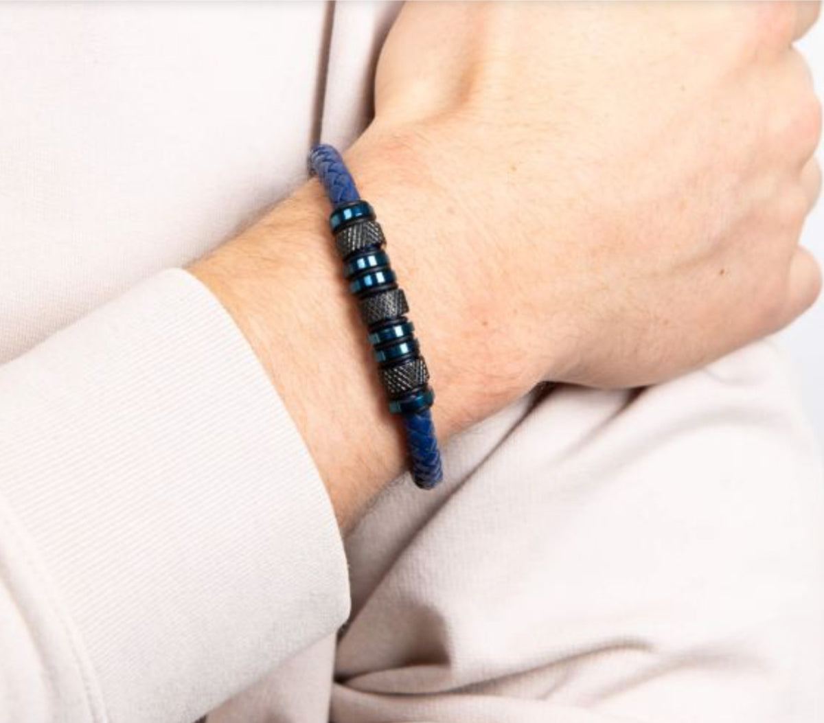 Fred Bennett Blue Leather Mens Bracelet - B5575