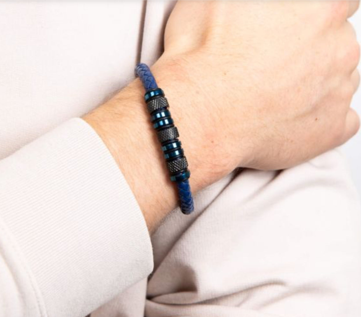 Fred Bennett Blue Leather Mens Bracelet - B5575