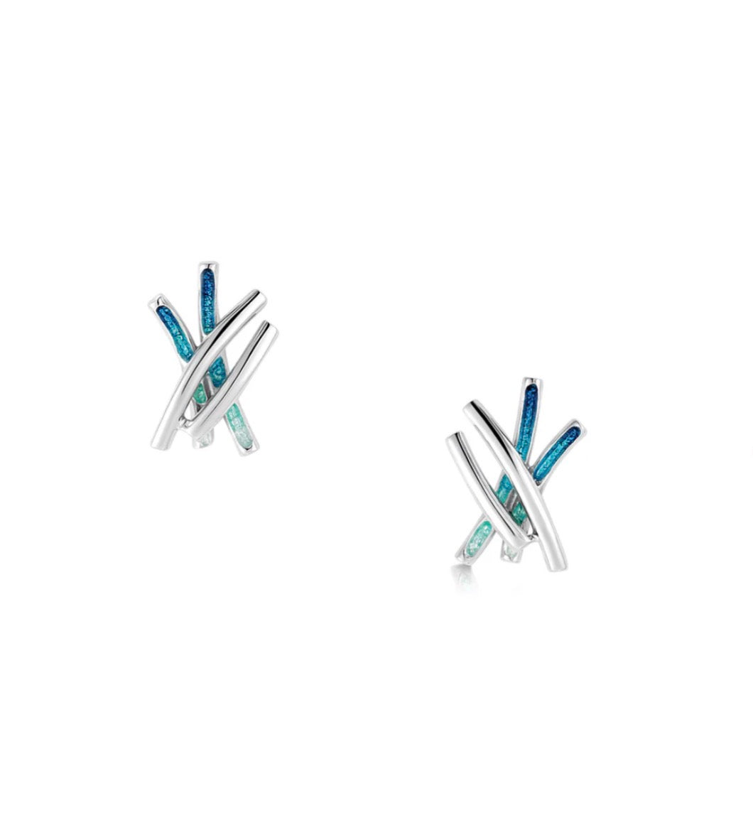 Silver and Enamel Grasses Stud Earrings - EE0186 Sheila Fleet