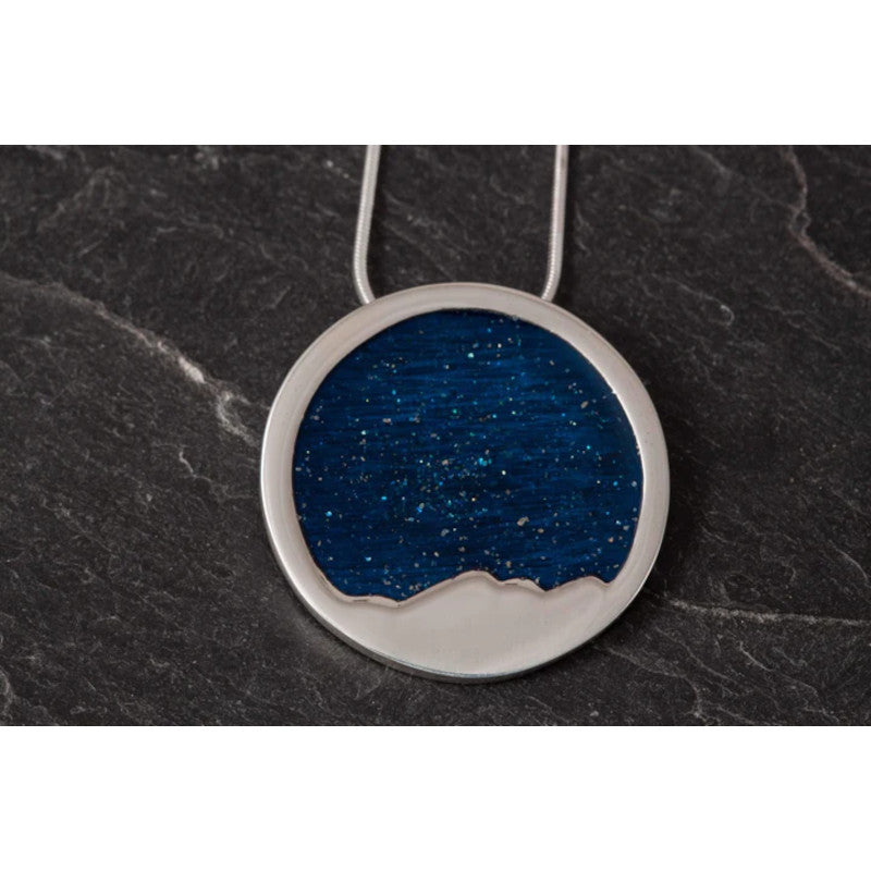 Foula Large Round Sterling Silver or 9ct Yellow Gold Pendant with Enamel - FP52