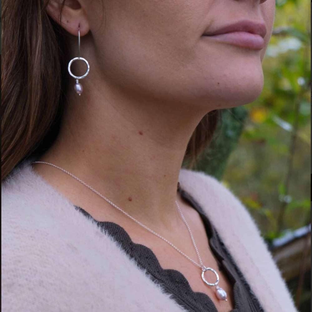 Freshwater Pearl and Sterling Silver Drop Earrings