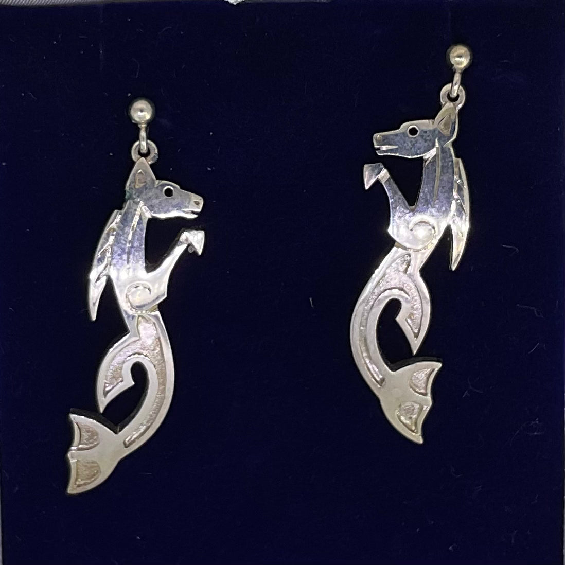 Sea Kelpies Silver Celtic Earrings -
