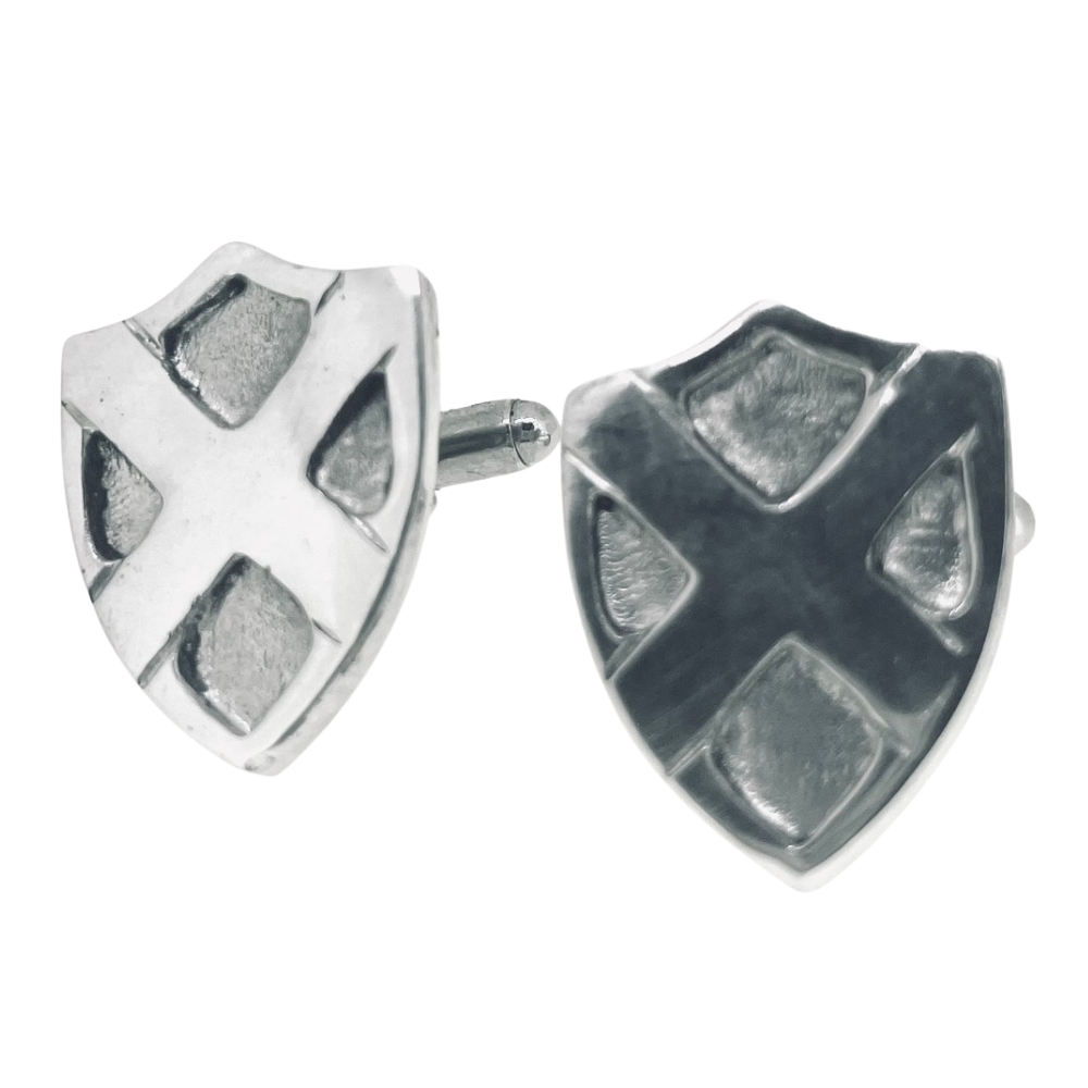 Saltire Shield Pewter Cufflinks.2808 Pewtermill