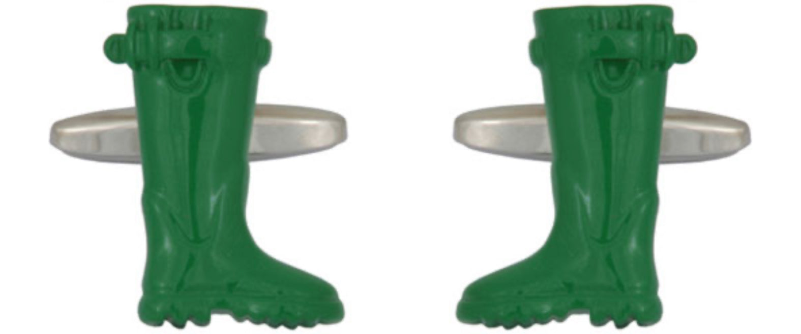 Green Welly Boots  rhodium plated Cufflinks