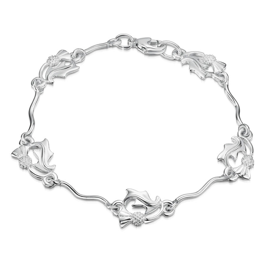 Thistle Five Link Sterling Silver Bracelet - BL57
