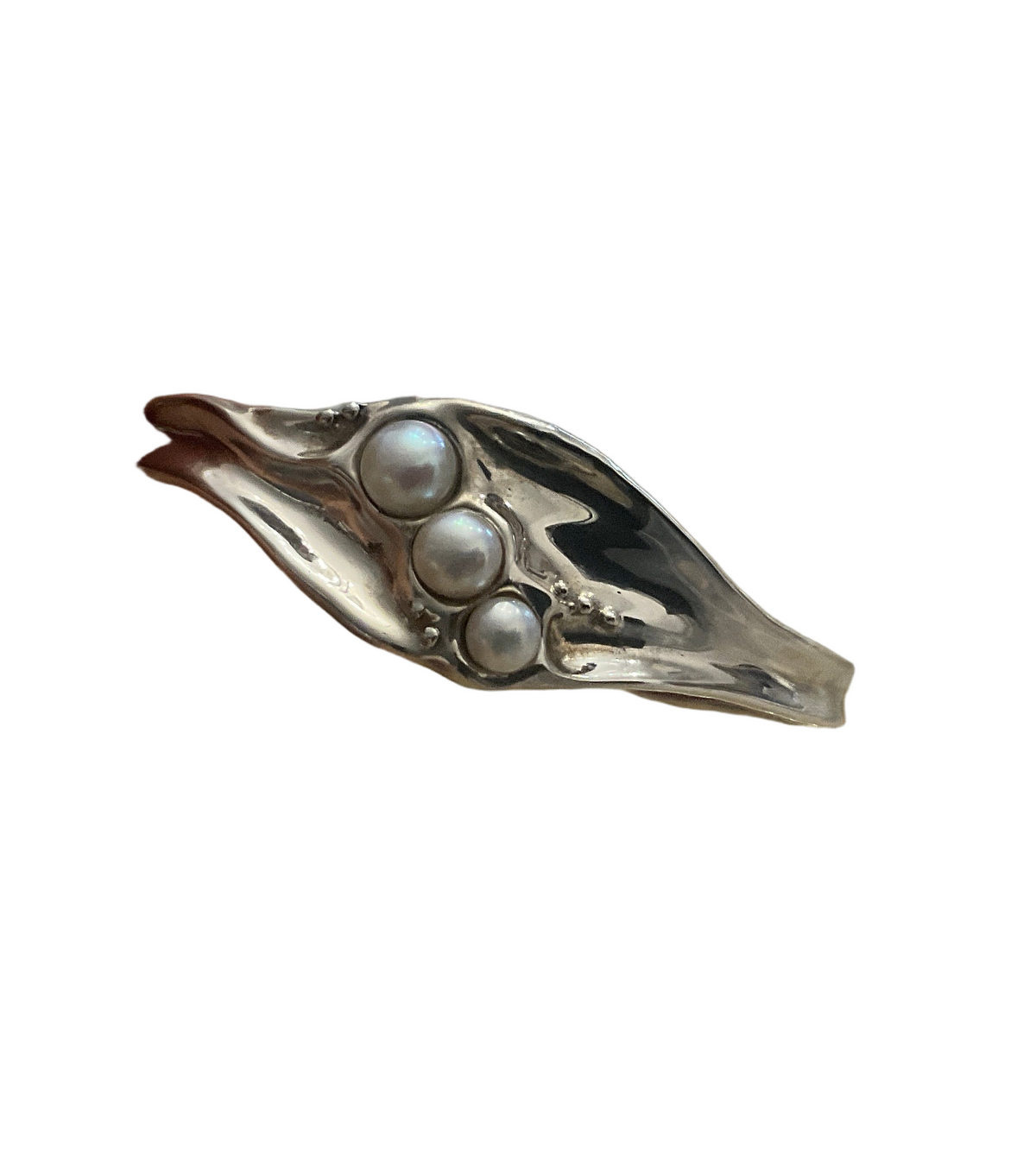 Designer Silver And Pearl Bangle - LBJ