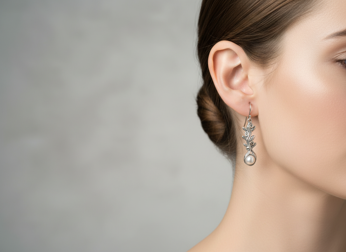 Sterling Silver and Pearl Drop Earrings D364 Hagit Gorali