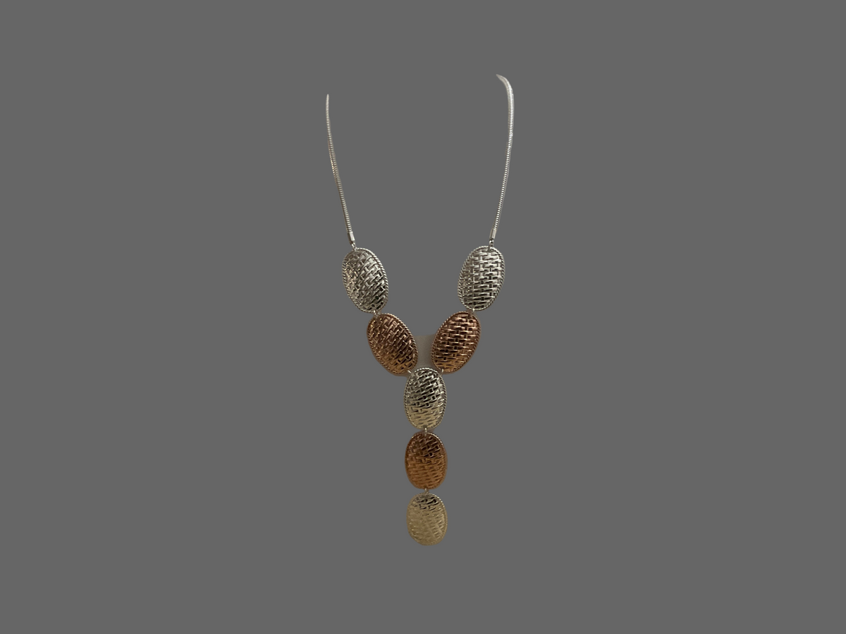 Fashion Jewellery Copper and Silver Coloured textured Necklace