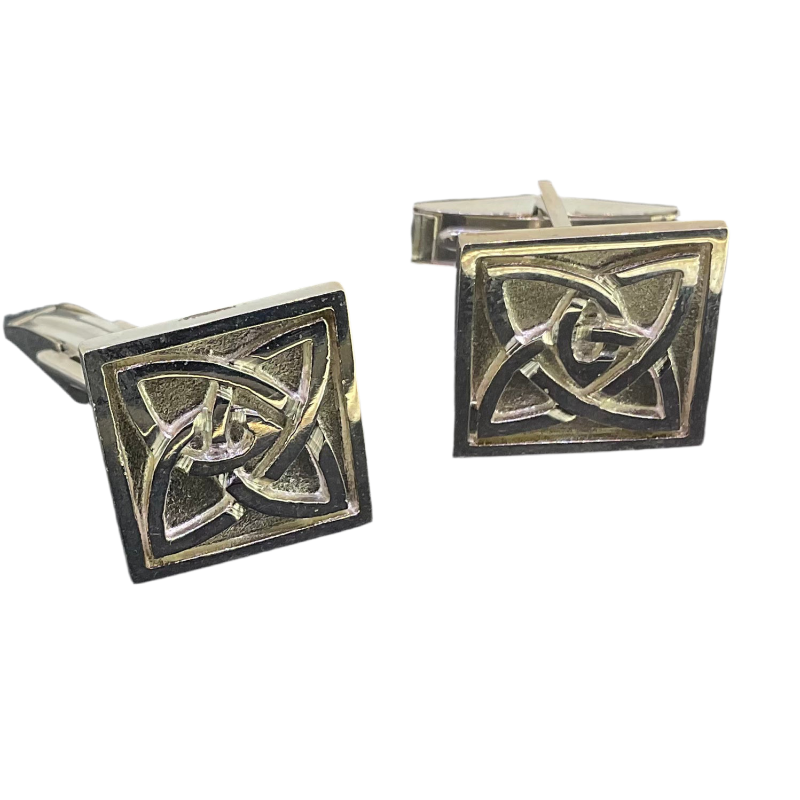 Silver Square Celtic Cufflinks -om43 Mithril