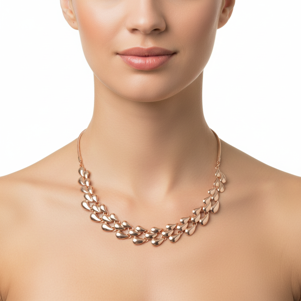 Fashion Jewellery Rose Gold Coloured Necklace