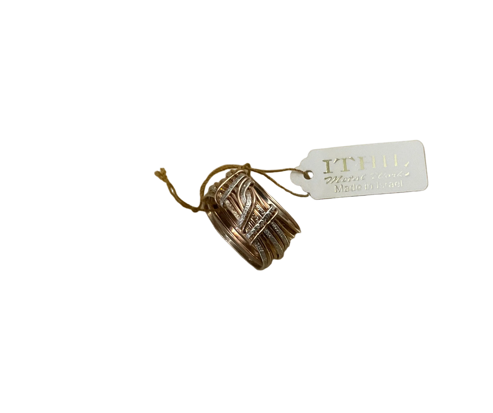 Sterling Silver Sparkly and Rose Gold WireRing - Ithil.