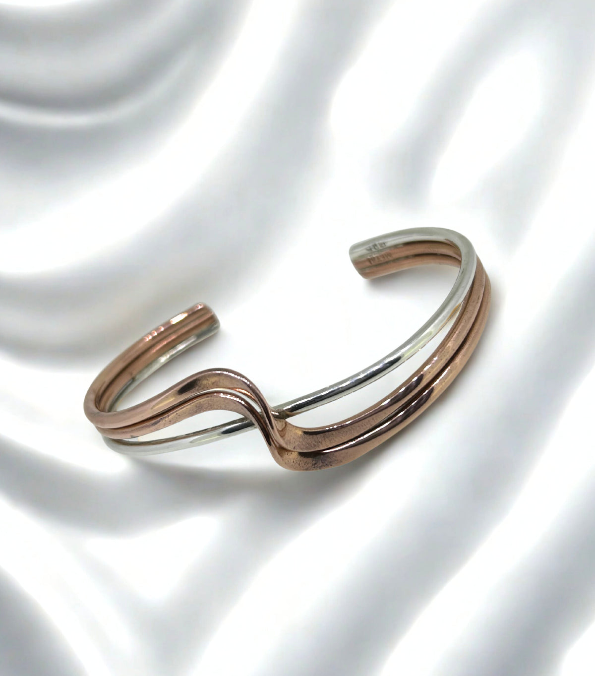 Copper and Silver Open Bangle.BT047 Tianguis Jackson