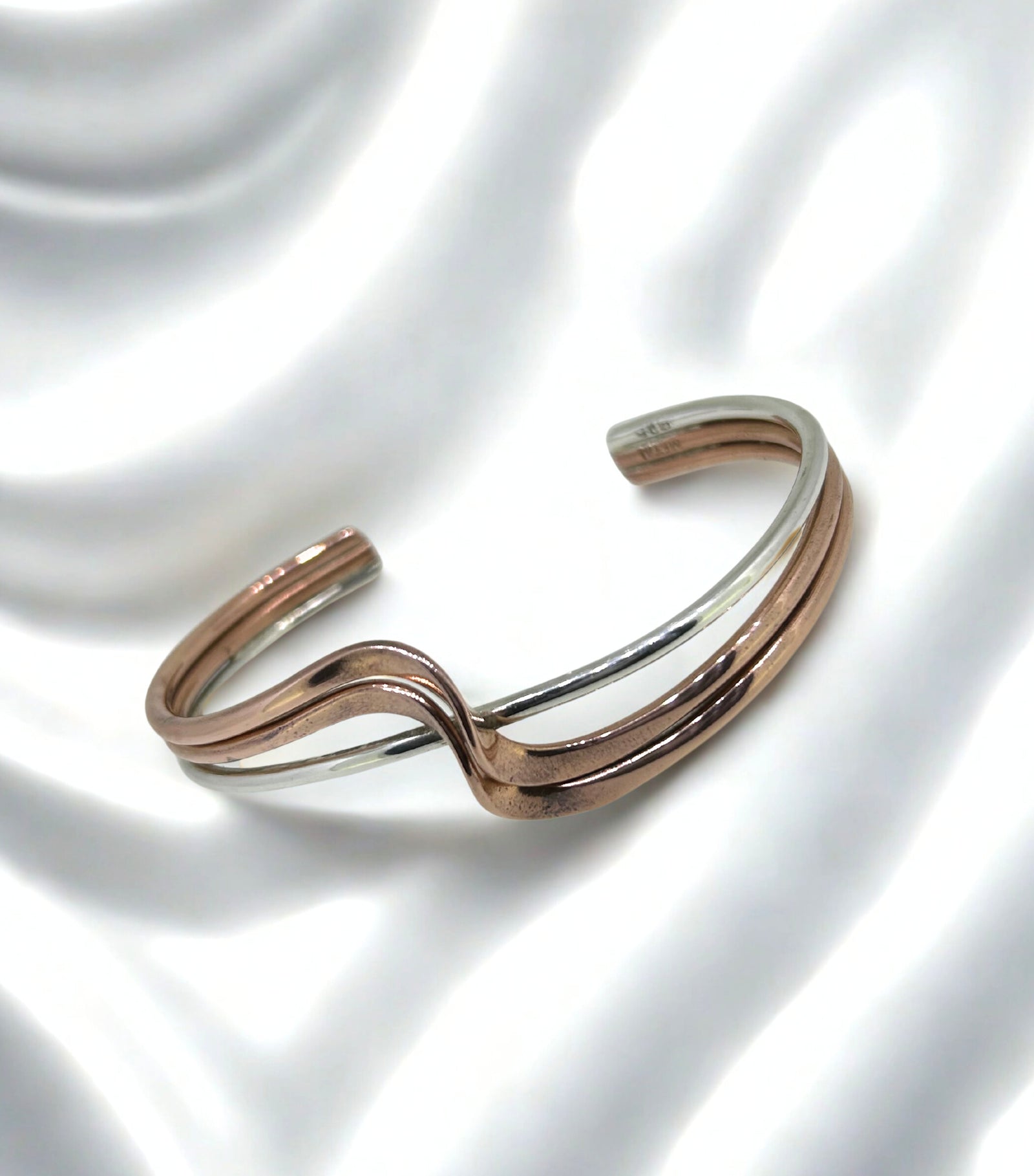 Copper and Silver Open Bangle.BT047 Tianguis Jackson