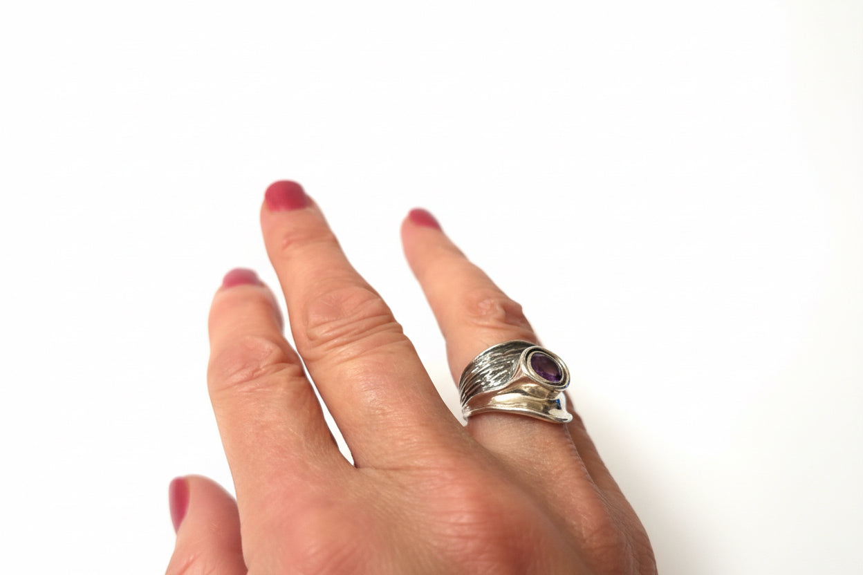 Sterling Silver, Amethyst Ring-l376Hagit Gorali.