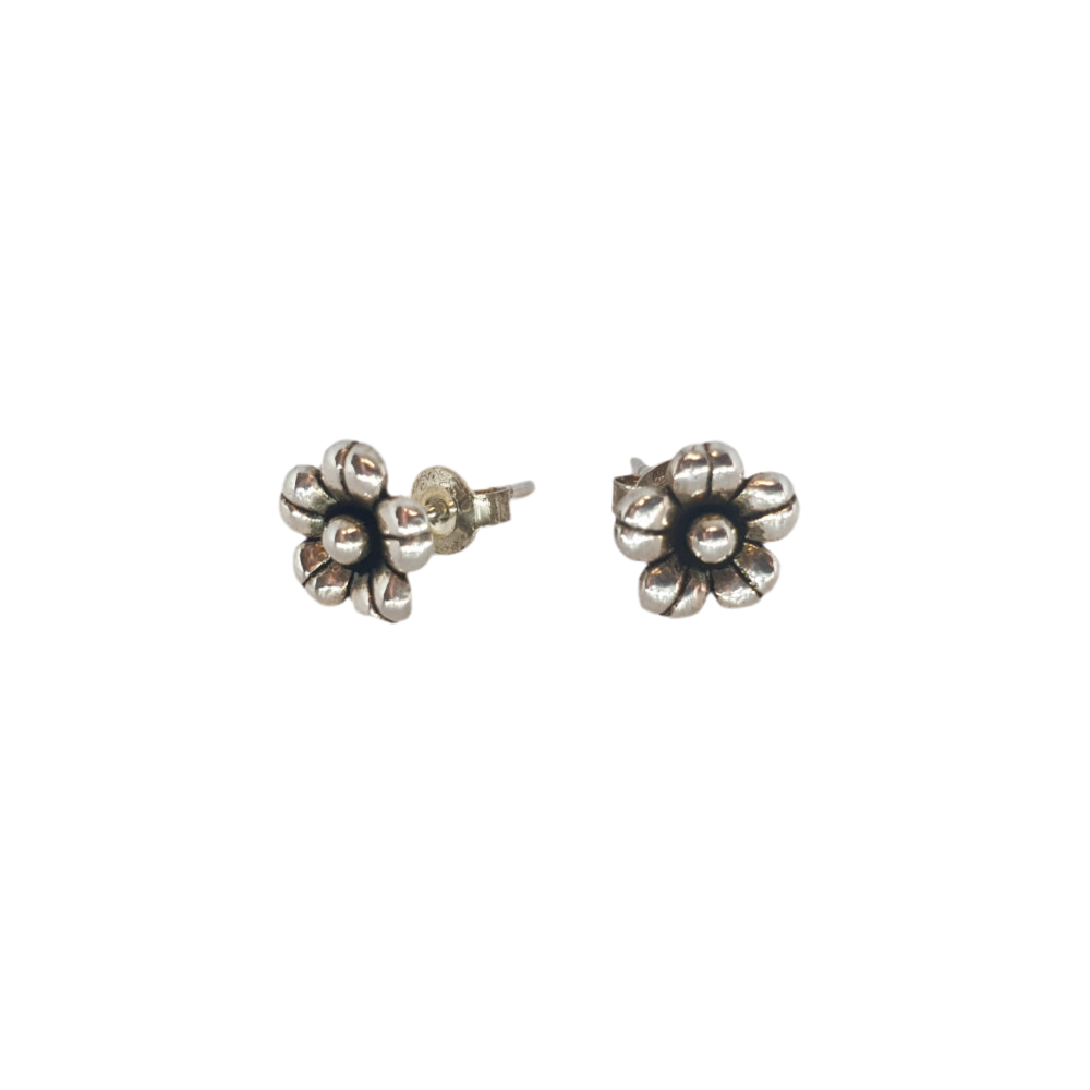 Designer Sterling Silver Flower Stud Earrings