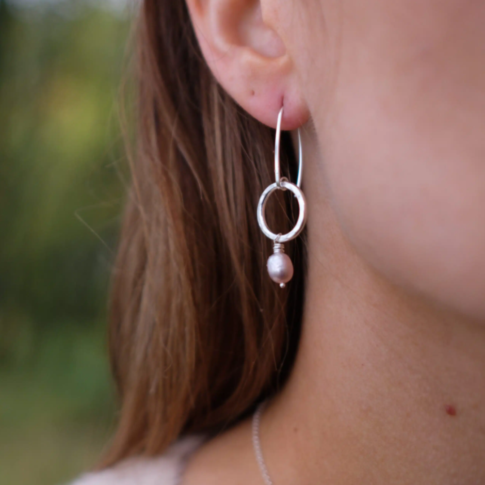 Freshwater Pearl and Sterling Silver Drop Earrings