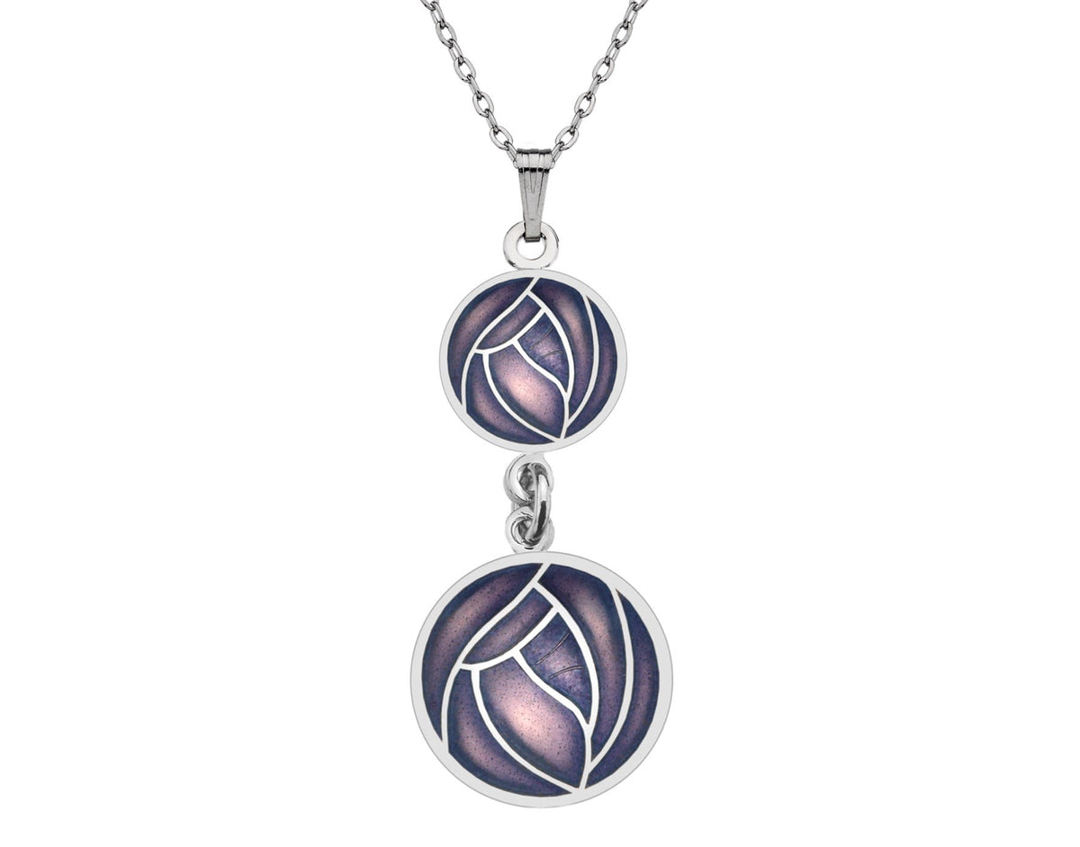 Sea Gems purple double drop Mackintosh Rose Pendant 7687