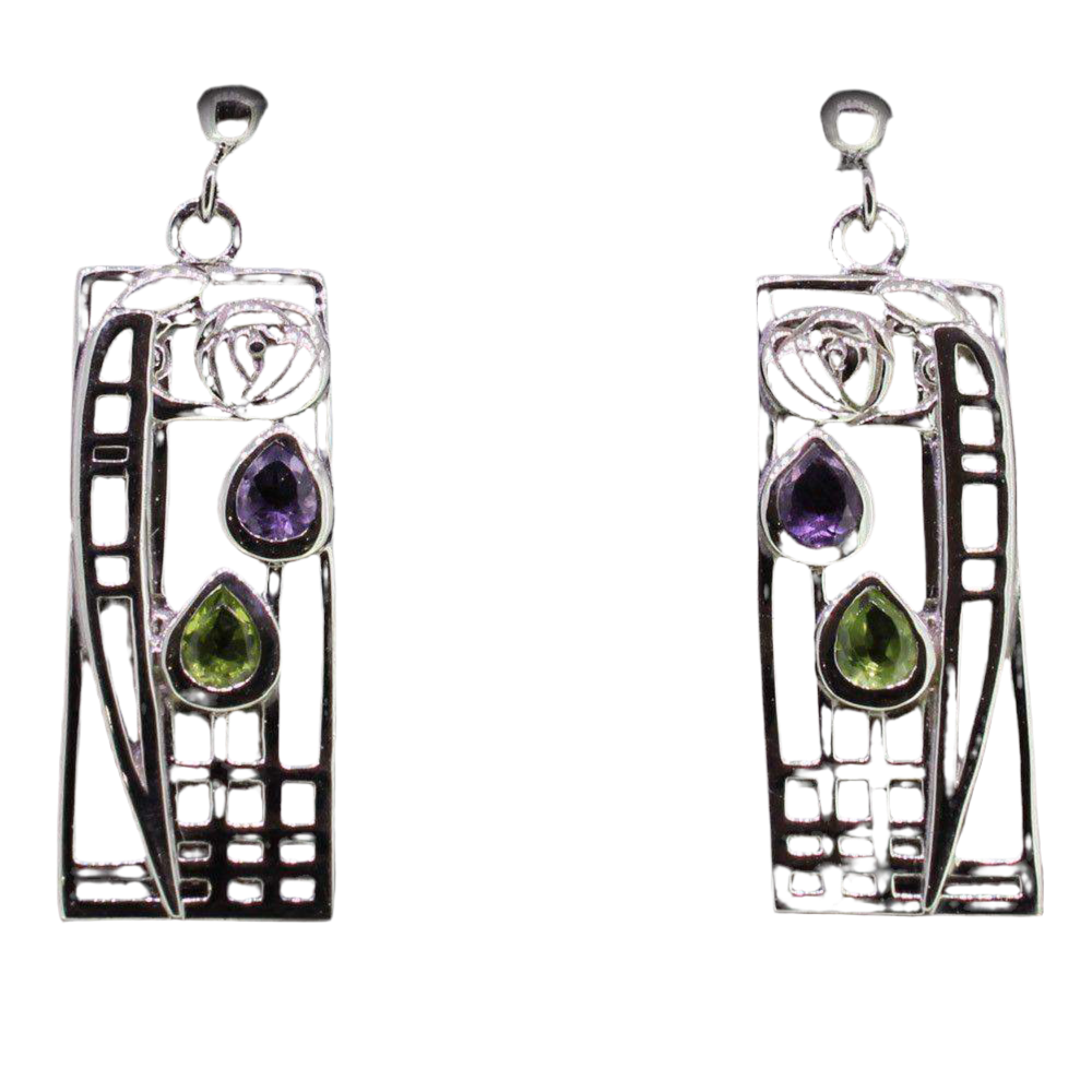 Sterling Silver And Gemstone Mackintosh Earrings - E311