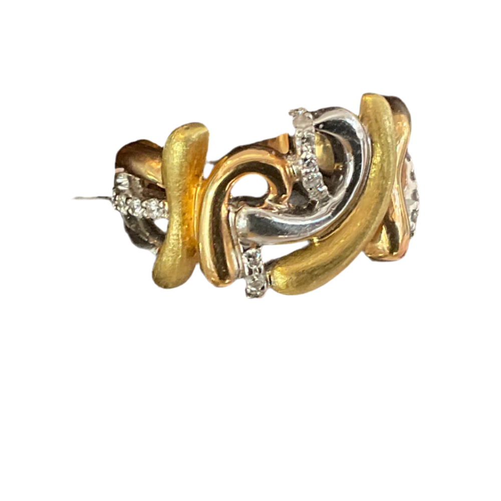 18ct White Yellow & Rose Gold & Diamonds Designer Ring
