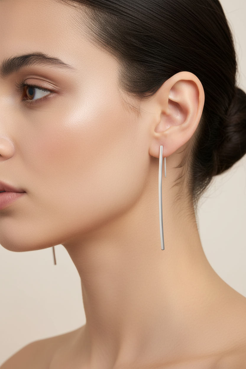 Sterling Silver Long Stick Earrings Tokash