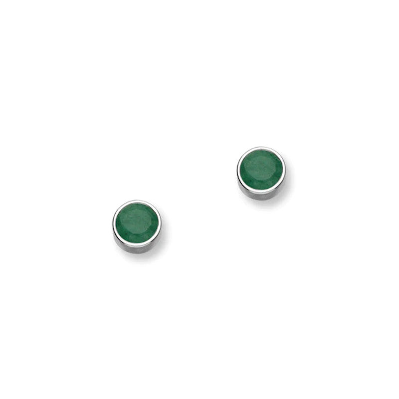 May Birthstone Silver Stud Earrings With Emeralds - CE356 Ortak