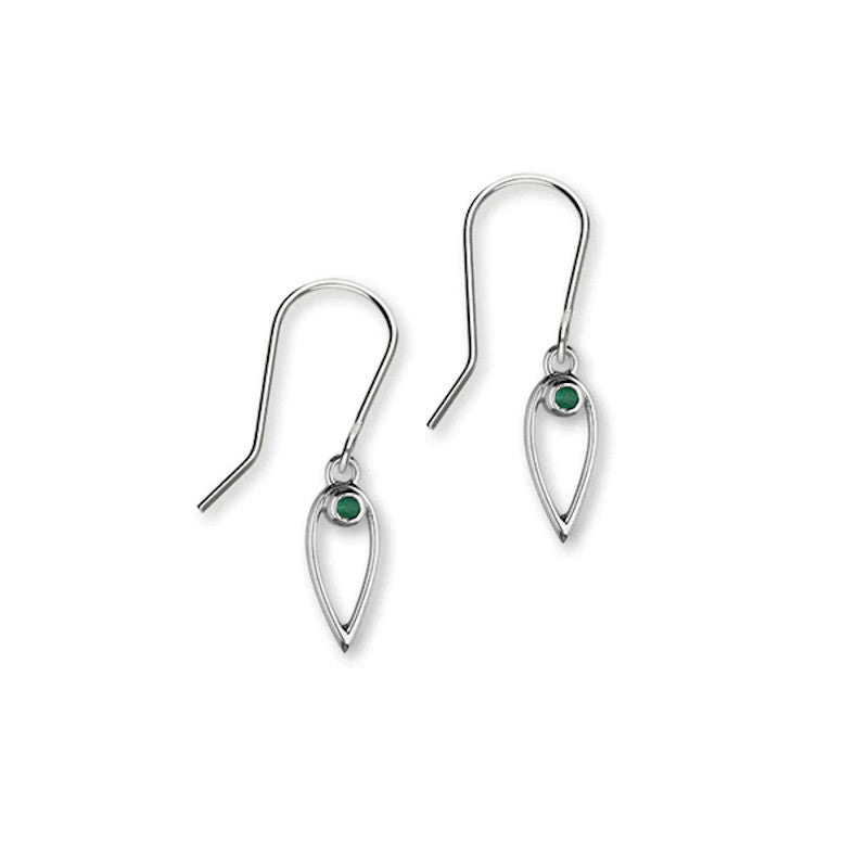 Sterling Silver Drop Earrings With Emerald - CE357 Ortak