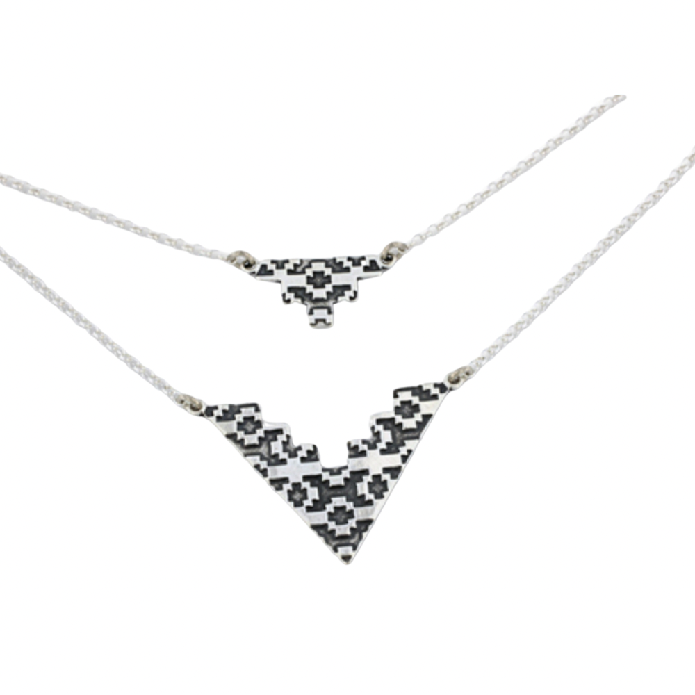 Double Drop silver necklace 701226