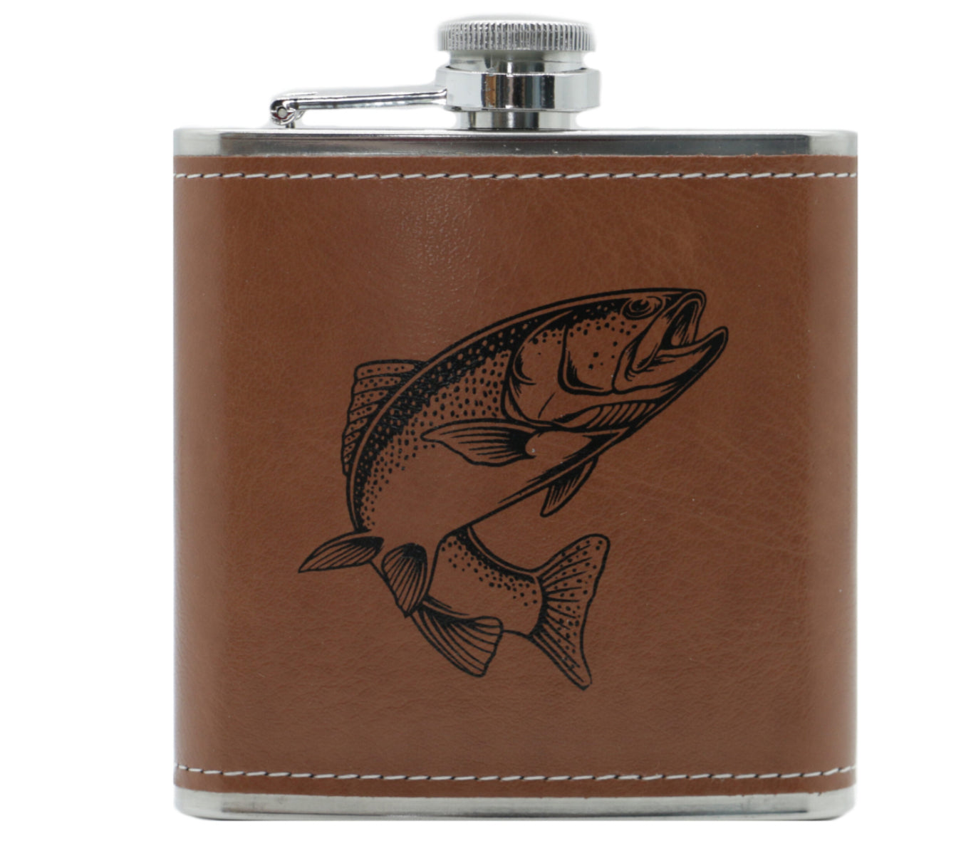 Fisherman’s  Design Hip Flask – 6oz Stainless Steel