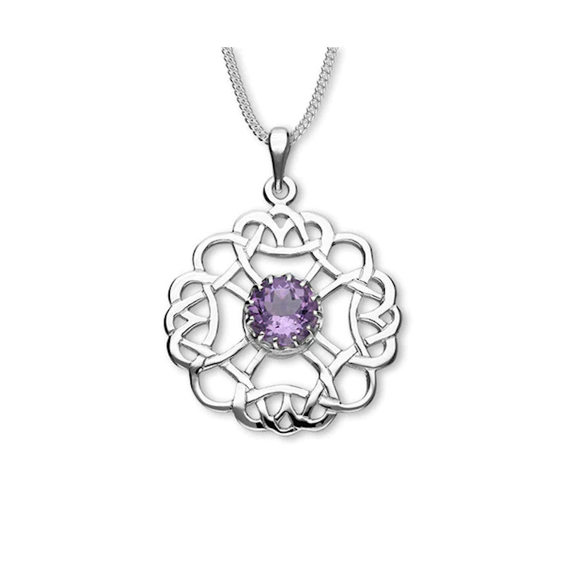 Celtic Sterling Silver and Amethyst Pendant - CP27