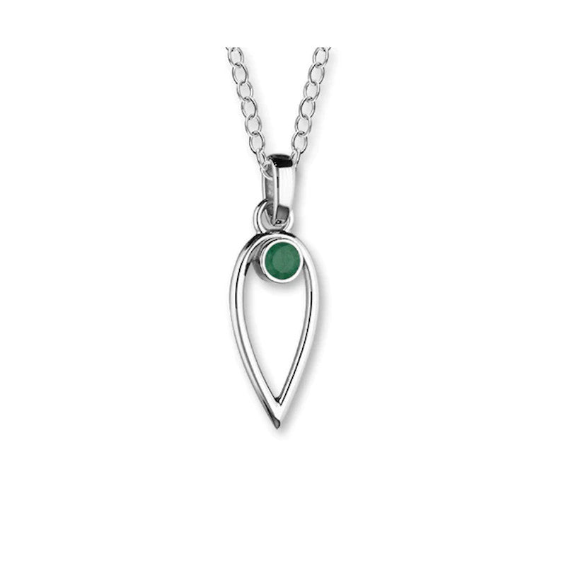 May Birthstone Silver and Emerald Pendant - CP304 Ortak