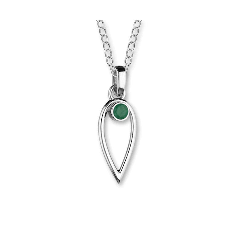 May Birthstone Sterling Silver and Emerald Pendant - CP304