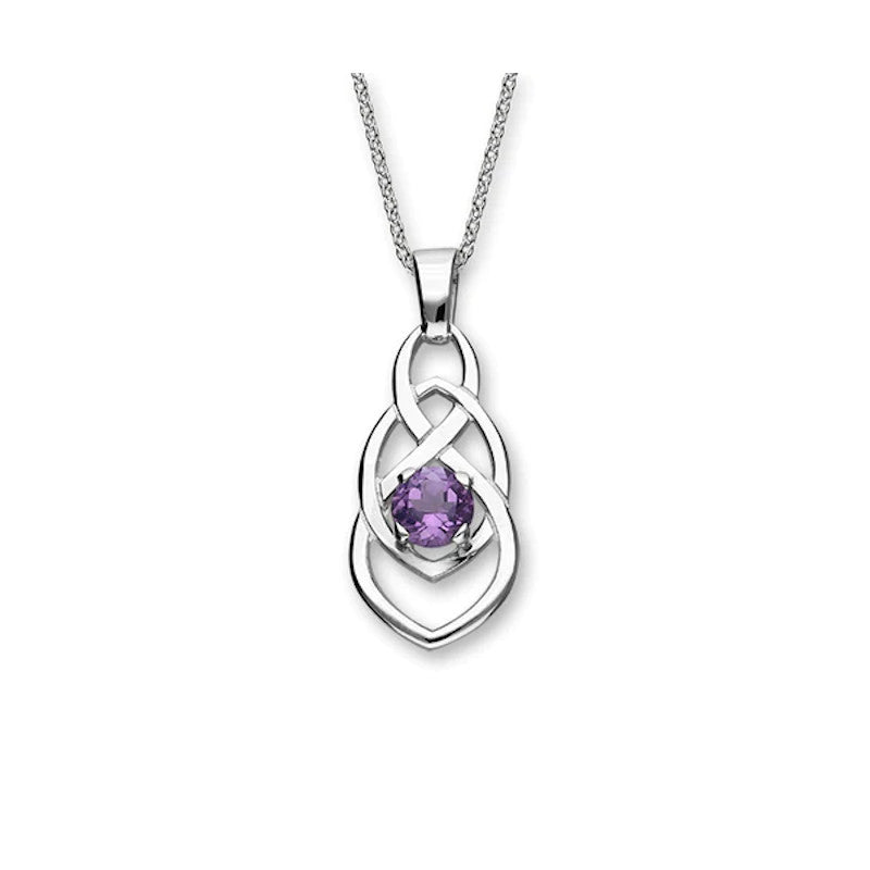 Celtic Sterling Silver Pendant With Amethyst - CP323