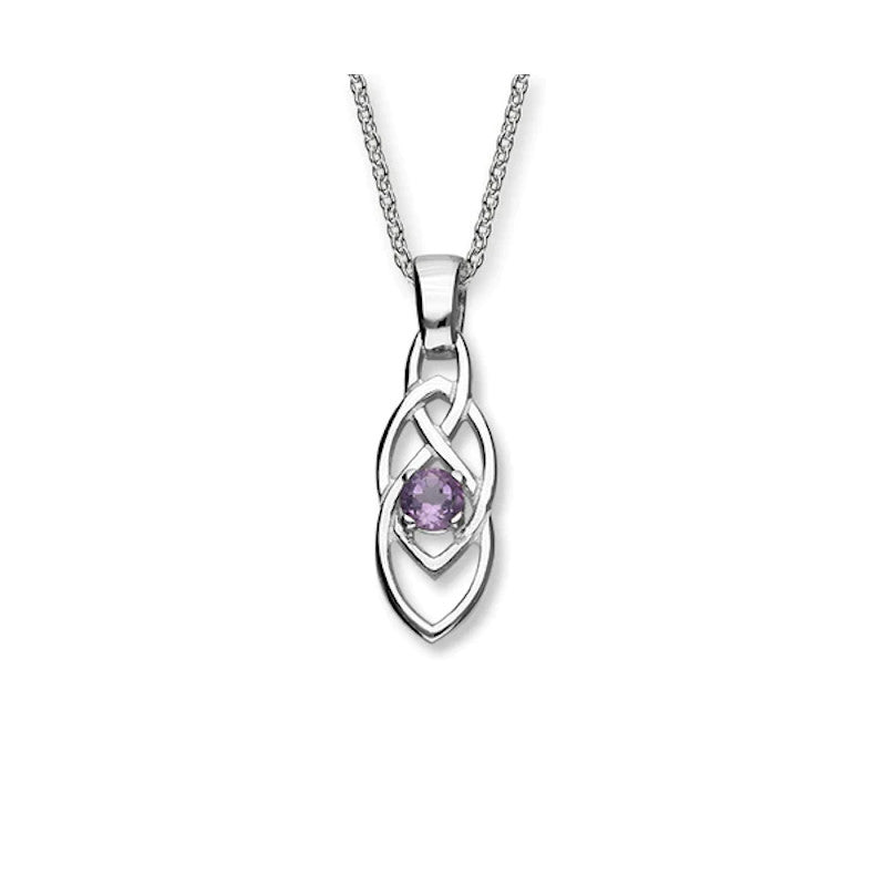 Celtic Sterling Silver Pendant With Amethyst - CP324