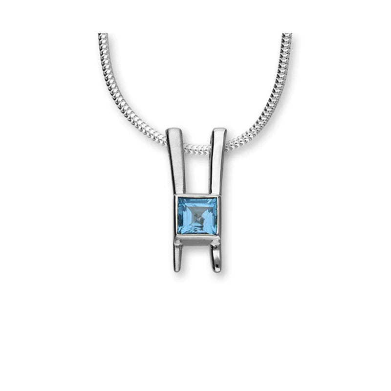 November Birthstone Sterling Silver and Blue Topaz Pendant - CP337