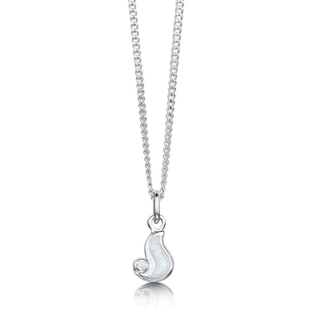 River Ripples Small Sterling Silver, Enamel and Cubic Zirconia Pendant - ESP0088-FROST