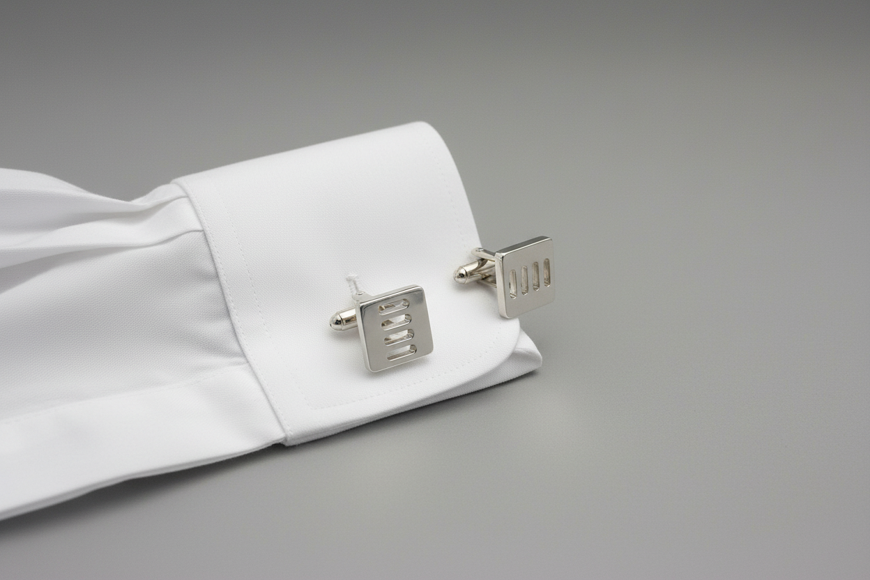 Silver Slot Design Cufflinks -