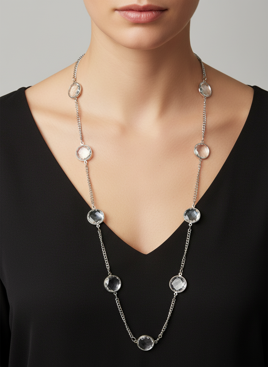 Long Fashion Jewellery Necklace with crystals