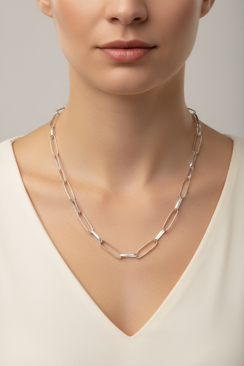 Stunning Silver 20Inch Paperchain Necklace 20009 Tokash