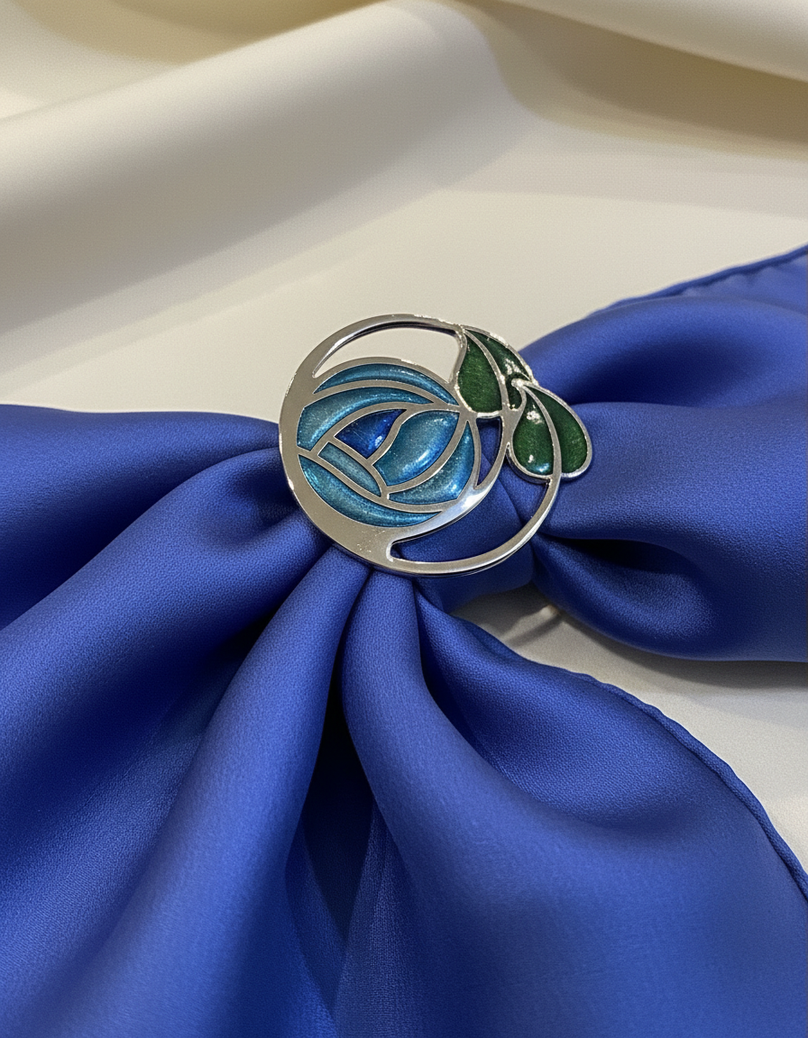 Sea Gems Enamel Large Mackintosh scarf ring.- 7262